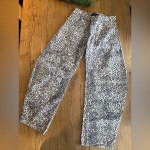 Lioness Leopard Print Barrel Jeans